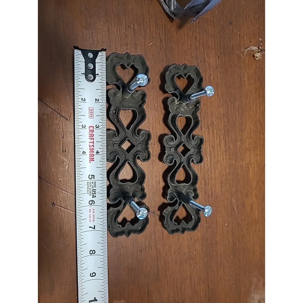 SET‎ OF 2 Intricate Scroll Drawer Pulls Black And Gold 4.5